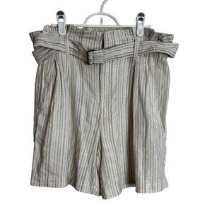 Banana Republic High Waist Beige Striped Shorts Women’s 8 Paper Bag Waist Tie